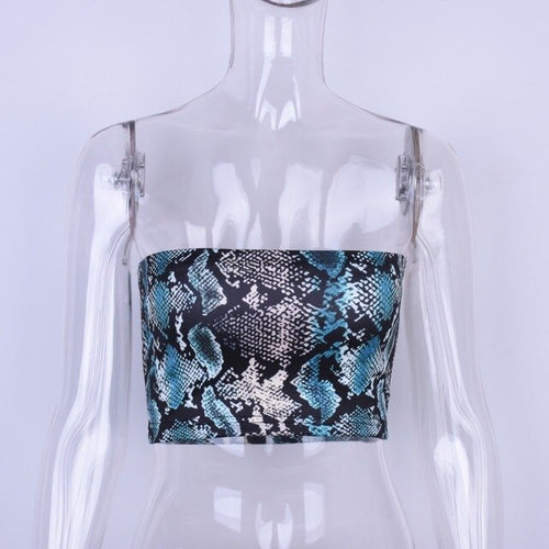 CHILLIN COLLECTION® SNAKESKIN CROP TOP WITH STRAPS