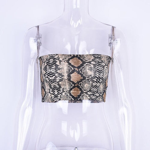 CHILLIN COLLECTION® SNAKESKIN CROP TOP WITH STRAPS