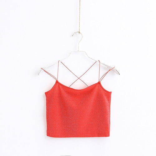 CHILLIN COLLECTION® SHINY CROP TOP WITH STRAPS