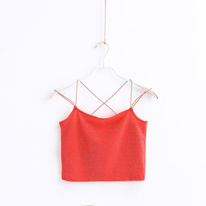 CHILLIN COLLECTION® SHINY CROP TOP WITH STRAPS