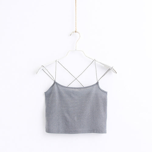 CHILLIN COLLECTION® SHINY CROP TOP WITH STRAPS