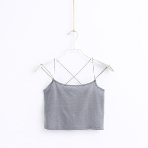 CHILLIN COLLECTION® SHINY CROP TOP WITH STRAPS