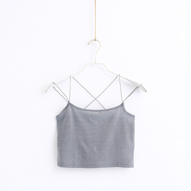 CHILLIN COLLECTION® SHINY CROP TOP WITH STRAPS