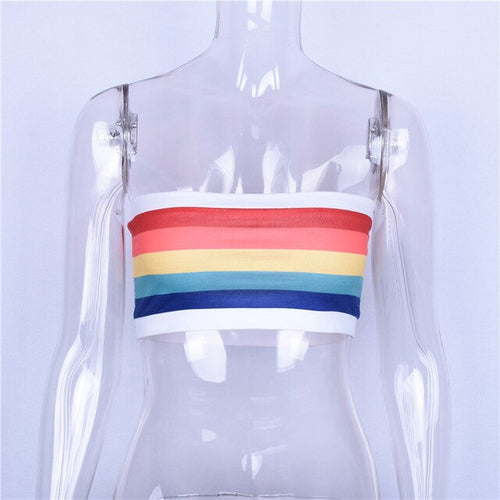 CHILLIN COLLECTION® RAINBOW CROP TOP WITH STRAPS