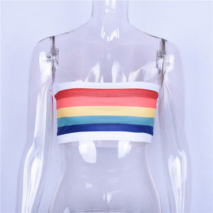 CHILLIN COLLECTION® RAINBOW CROP TOP WITH STRAPS